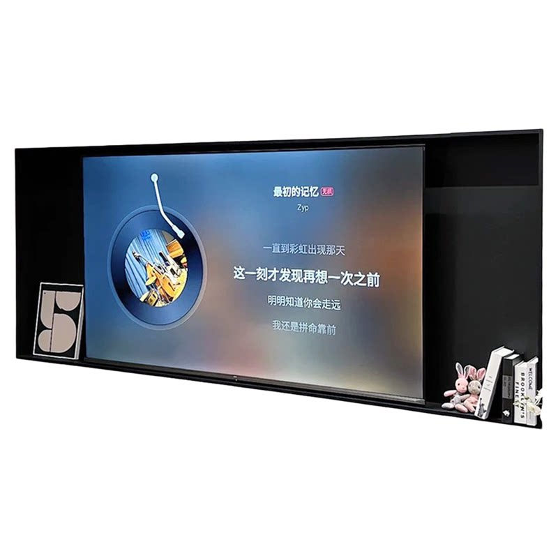 75/85 inch TV alcove embedded stainless steel suspended TV background wall custom metal built-in frame 100