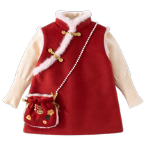 Girls dresses autumn and winter style one-year-old baby girls dress childrens Tang suit childrens winter national style New Years greetings dress