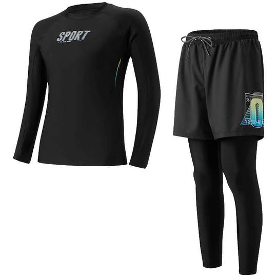 361男士泳衣水母服防晒男款套装分体长袖长裤冬温泉浮潜水冲浪服