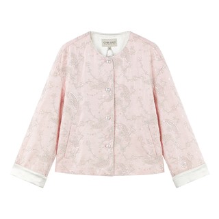 Qiushui yiren new chinese style embroidered round neck short jacket
