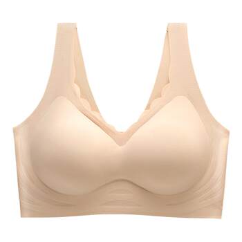 Medoai Zero Sensitive Bra Seamless Contrast Color Underwear Women's Wireless Thin Small Breathing and Comfortable