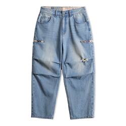 Madden Workwear American Retro Wide-Leg Loose Paratrooper Jeans Vintage Washed Distressed Thin Casual Pants for Men Spring