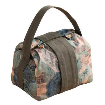 Travel tea set storage bag home portable tea set quick guest cup teapot tea cup storage fabric bag gift box
