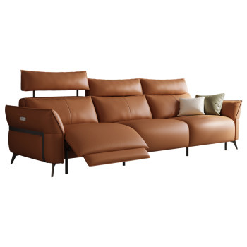 Breer Zero Wall Electric Function Leather Sofa First Layer Cowhide Headrest Adjustable Living Room 2024 ແບບໃຫມ່