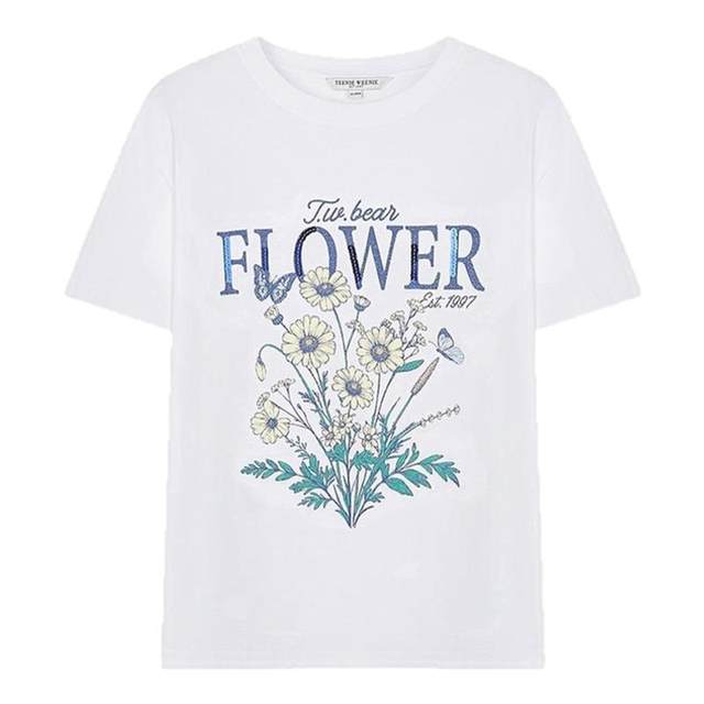 TeenieWeenie Bear Women's T-shirt 2025 Summer New Style Old Retro Casual Fashion Sequin Embroidered Top