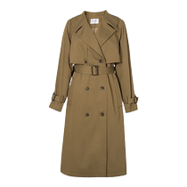 Shifanli trench coat 2024 spring new slim and popular British mid-length coat Maillard style for women