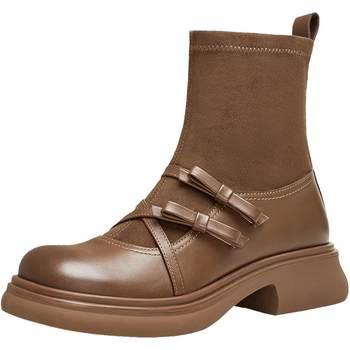 Tianmeiyi winter new shopping mall same style retro british elastic boots versatile women's socks boots bj871dd4