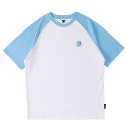 STA2023 ພາກຮຽນ spring ແລະ summer ພື້ນຖານ embroidery star logo Velcro trendy brand pure cotton raglan casual short-sleeved round neck T-shirt for men