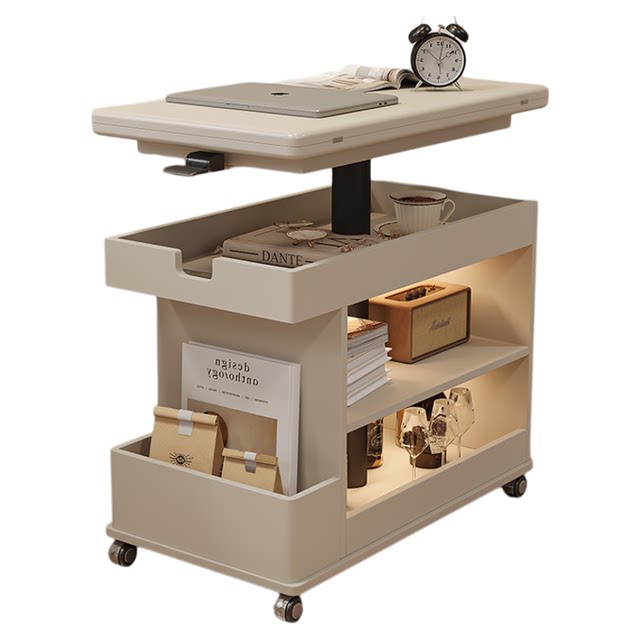 Cream style living room functional liftable folding coffee table