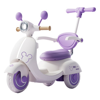 Children's motorcycle electric tricycle 2025 new baby boy and girl pushable remote control toy car