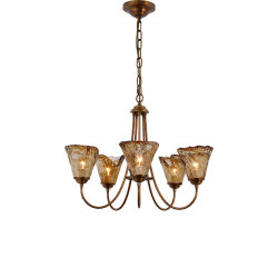 American-Style All-Copper Restaurant Chandelier, Simple Retro Personality, French-Style Bedroom Lamp, Artistic Living Room Study Glass Lighting Fixtures