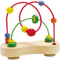 Hape Baby Garden Animal Wrap Around Pearl Building Blocks 1-2-Year-Old String Beads Infant Puzzle Toy Chassis With Sire Cups