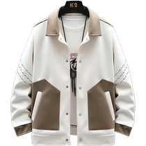 Contrast color splicing jacket mens spring and autumn lapel work jacket mens trendy brand teenagers casual loose tops