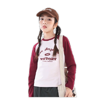 Girls contrasting color long-sleeved T-shirt 2024 autumn and winter Y2K middle-aged childrens college hot girls western style stretch knitted bottoming shirt