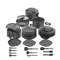 Awada outdoor pot set tableware cooking utensils black camping non-stick pots and pots self-driving tour woks picnic equipment
