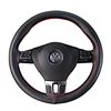 Car steering wheel cover genuine leather hand-stitched all-season non-slip