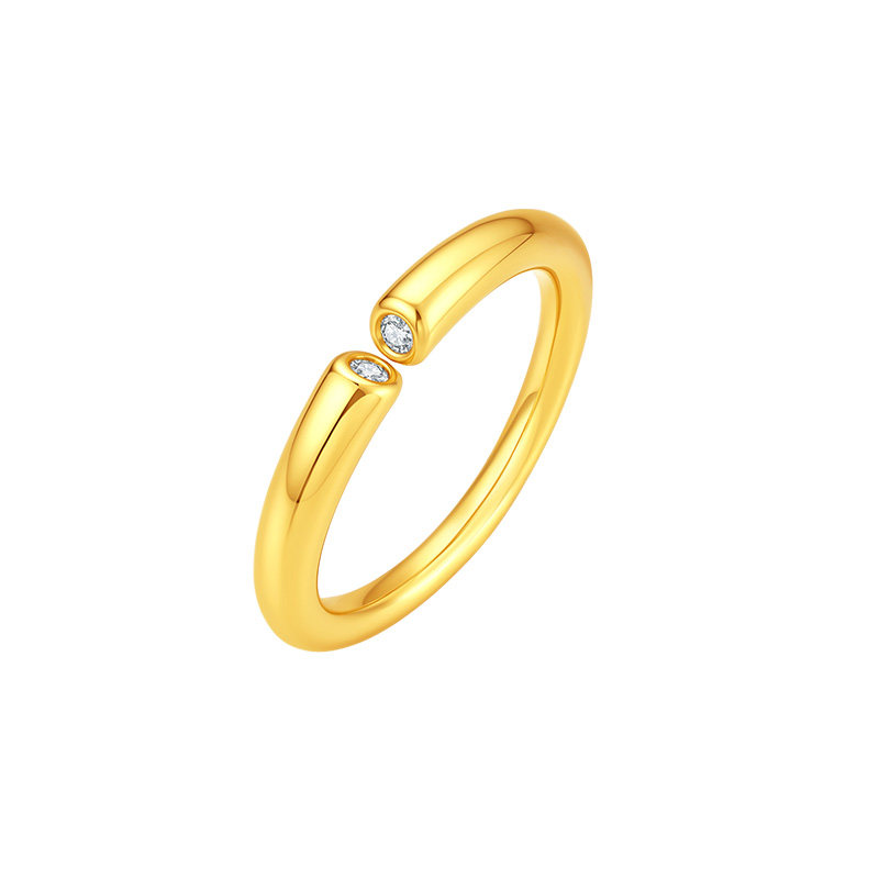 Safir gold ring pure gold 5D hard gold old money style fashionable minimalist versatile open ring as a gift for your girlfriend