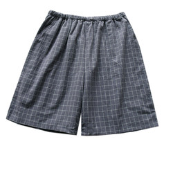 Plaid simple Japanese pajama pants for women and men summer pure cotton washed thin beach shorts couple home pants