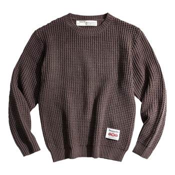 Madden Workwear American Retro Round Neck Thick Thick Wool Spring Sweater Ami Khaki Loose Knitwear Men's Clothing