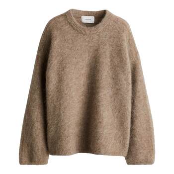 Hm women's sweater 2024 autumn new style simple temperament large silhouette mohair blended pullover 1242877