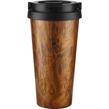 ຈອກກາເຟ bincoo wood grain, ເບິ່ງດີ, ຈອກ insulated ແບບອາເມລິກາສໍາລັບຜູ້ຊາຍແລະແມ່ຍິງ, retro ແລະສູງ, ມາພ້ອມກັບຈອກນ້ໍາເອົາອອກ.