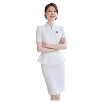 2024 summer new fashion professional womens skirt suit beauty salon front desk medical beauty work uniform white suit