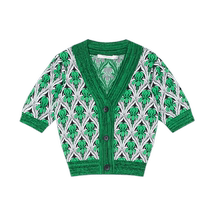 (Inspiration artiste) Marsfield pull tricoté nouveau Cardigan à manches courtes vert Iris à la mode pour les femmes