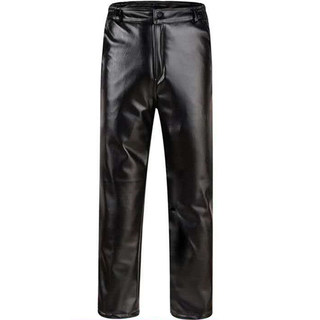 Winter waterproof, windproof and velvet thickened leather pants