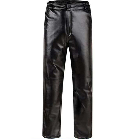 Winter new middle -aged and elderly waist -care knee -leather pants men's pants plus velvet thickened windproof waterproof and warm pants men