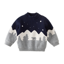 David Bella Childrens Half Turtleneck Sweater 2024 Autumn and Winter New Boys Pullover Boy Baby Bottoming Shirt