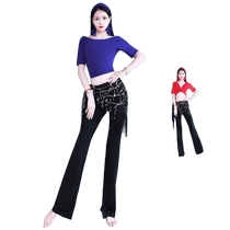 Belly dance practice clothes new style inspiring tassel waist scarf trousers three-piece set slimming practice clothes summer childrens performance clothes