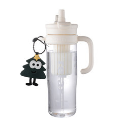 Extra-Large Capacity Space Cup with Built-In Tea Compartment, Direct Drinking Straw for Students, Women's Water Cup, Transparent Plastic Cup, 2026 New Model