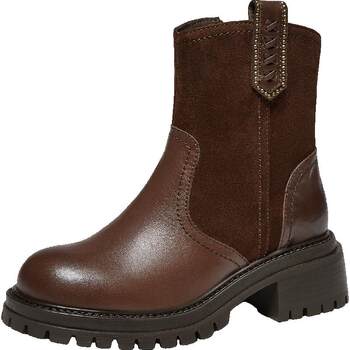 Tata thick-soled chimney boots women's black short boots cow leather casual fashion boots 2026 winter csr02dd6