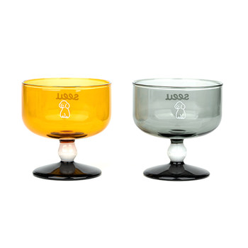Seeu peripherals丨 Puppy amber goblet wine glass ice cream cup glass 200ml