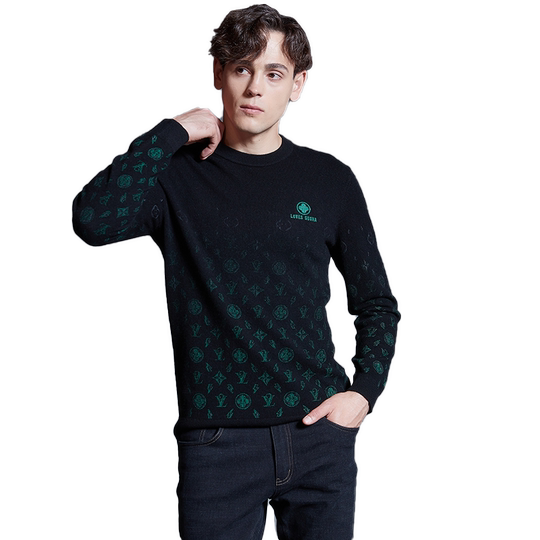 Ancient shark black and green gradient cashmere sweater