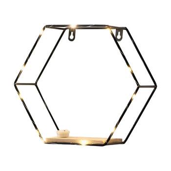 Iron art wall nordic decorative shelf gives lights without punching