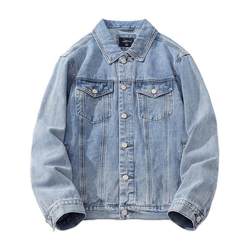 JW Jeanswest 2024 Spring New Men's Solid Color Trendy Fashion Versatile Denim Lapel Long Sleeve Jacket