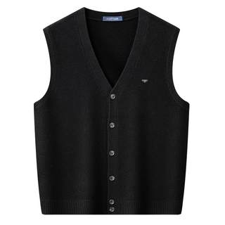 [100%绵羊毛]梦特娇秋冬男士羊毛开衫V领马甲无袖坎肩保暖毛衣厚J