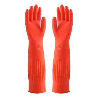 Extra long rubber gloves with velvet and thick latex housework waterproof and durable latex washing dishes and clothes kitchen winter