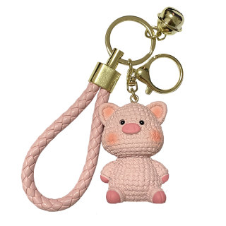 2025年新款萌萌小猪钥匙扣挂件毛线感精致玩偶包包挂饰车钥匙链女