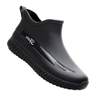 Rain boots short tube men's non-slip wear-resistant sea fishing water shoes 2022 new men's fleece rubber shoes waterproof rain boots