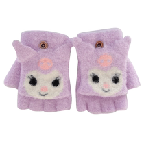 Winter childrens gloves girls warm half finger gloves flip-top girls boys writing gloves girls plush finger gloves