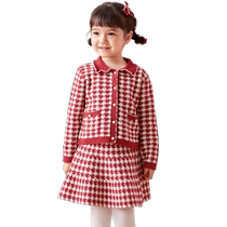 Balabala childrens clothes girls suit childrens spring clothing 2024 new babies small and fragrant wind two sets of red