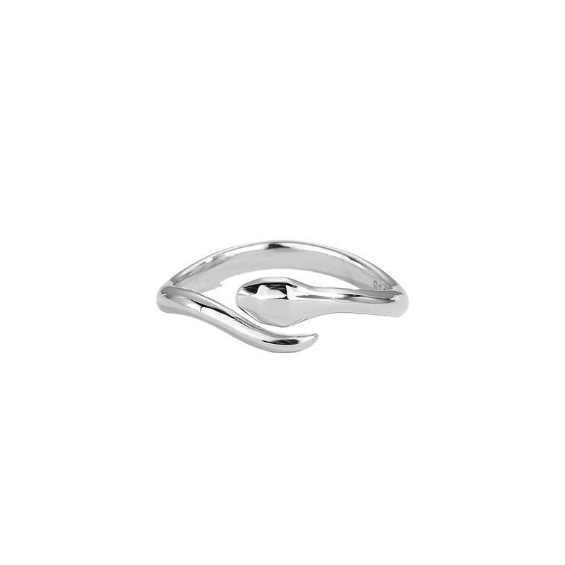 S925 sterling silver oriental aesthetic snake ring retro national style silver ornaments temperament plain ring tail ring