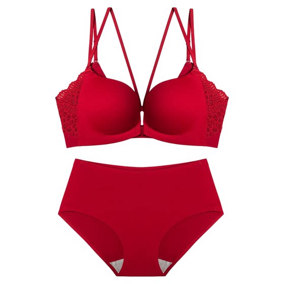 
Victoria Dobert sexy red underwear women's small breasts gathered with no steel rings and traces adjustment bra set