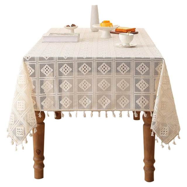 American retro long TV cabinet crochet restaurant table towel