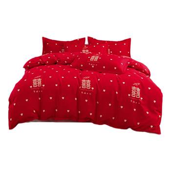 Big red wedding hotel four-piece bed sheet quilt cover