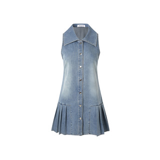 JAC FLEURANT2025春夏新品无袖百褶牛仔连衣裙休闲