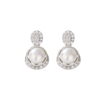 (Self-operated) Idokawa natural freshwater pearl earrings for women sterling silver akoya Australian white earrings light luxury and high-end