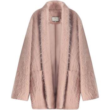 COCOBELLA慵懒风气质仿羊驼长绒感粉大衣女冬长款毛呢外套WL3006